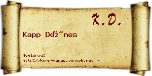 Kapp Dénes névjegykártya